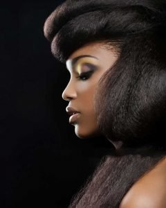 side view of fashion black model